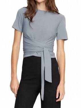 Modern Citizen Jude Cropped Wrap Top, XS, Blue-Grey